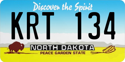 ND license plate KRT134