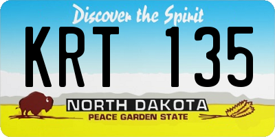 ND license plate KRT135