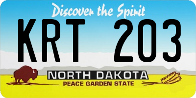 ND license plate KRT203