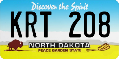 ND license plate KRT208