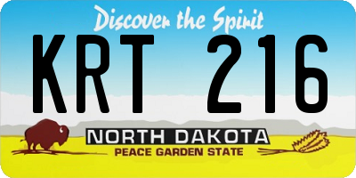 ND license plate KRT216