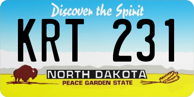 ND license plate KRT231