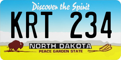 ND license plate KRT234