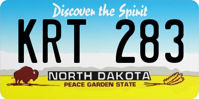 ND license plate KRT283