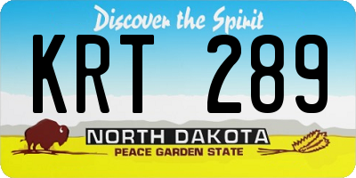 ND license plate KRT289