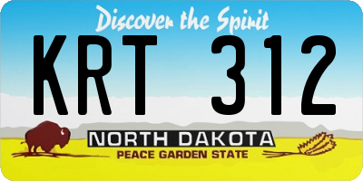 ND license plate KRT312
