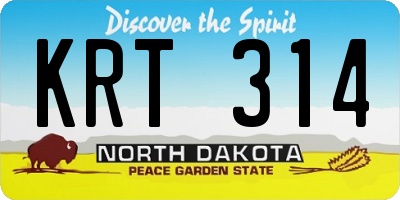 ND license plate KRT314