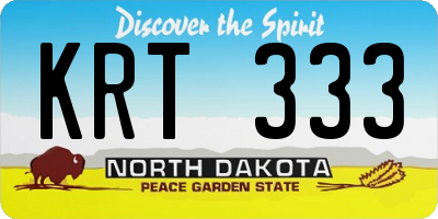 ND license plate KRT333