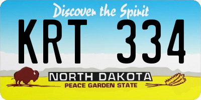 ND license plate KRT334