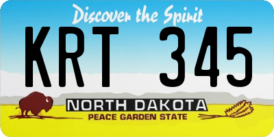 ND license plate KRT345