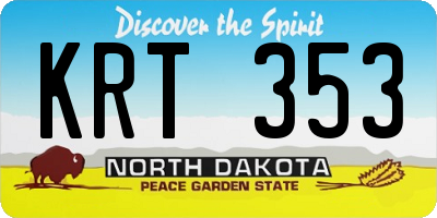 ND license plate KRT353