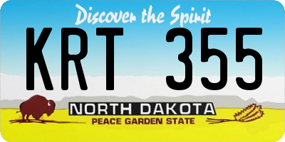 ND license plate KRT355