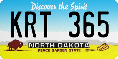 ND license plate KRT365