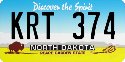 ND license plate KRT374