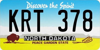 ND license plate KRT378