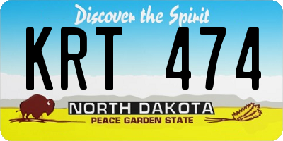 ND license plate KRT474