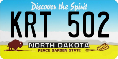 ND license plate KRT502
