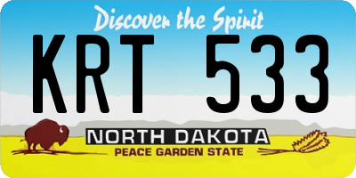 ND license plate KRT533