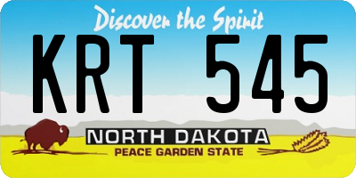 ND license plate KRT545