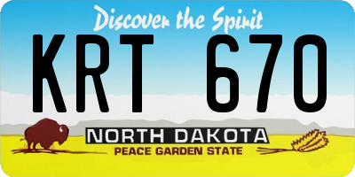 ND license plate KRT670