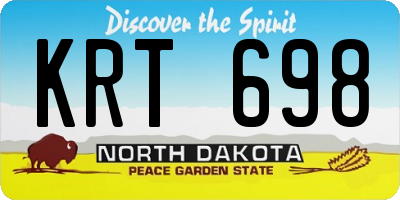 ND license plate KRT698