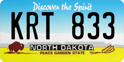 ND license plate KRT833