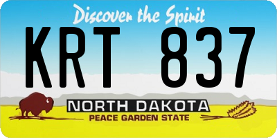 ND license plate KRT837