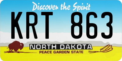 ND license plate KRT863