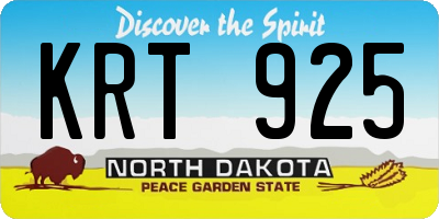 ND license plate KRT925