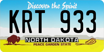 ND license plate KRT933