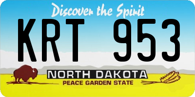 ND license plate KRT953