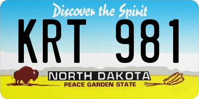 ND license plate KRT981