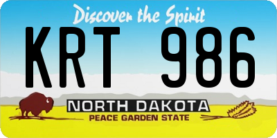 ND license plate KRT986