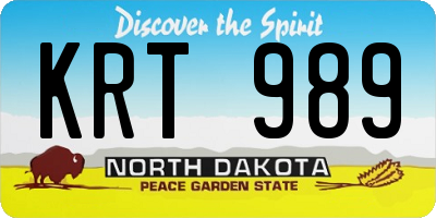 ND license plate KRT989