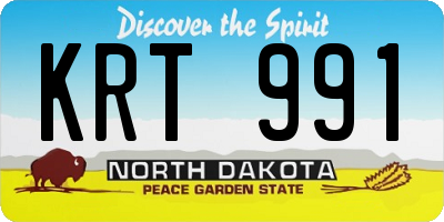 ND license plate KRT991