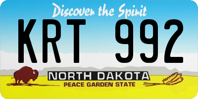 ND license plate KRT992