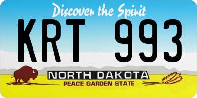 ND license plate KRT993