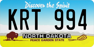 ND license plate KRT994