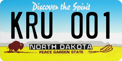 ND license plate KRU001