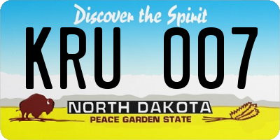 ND license plate KRU007