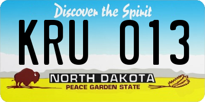 ND license plate KRU013