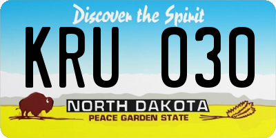 ND license plate KRU030