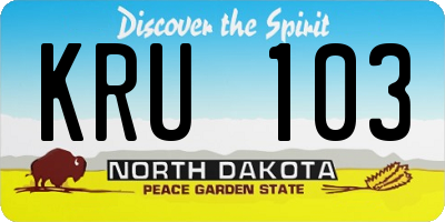 ND license plate KRU103