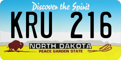 ND license plate KRU216