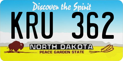 ND license plate KRU362