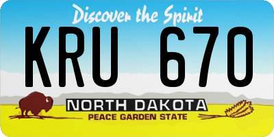 ND license plate KRU670