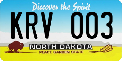 ND license plate KRV003
