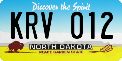 ND license plate KRV012