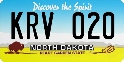 ND license plate KRV020