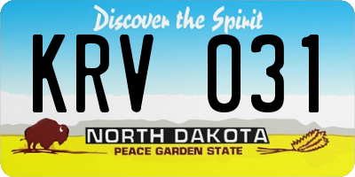 ND license plate KRV031